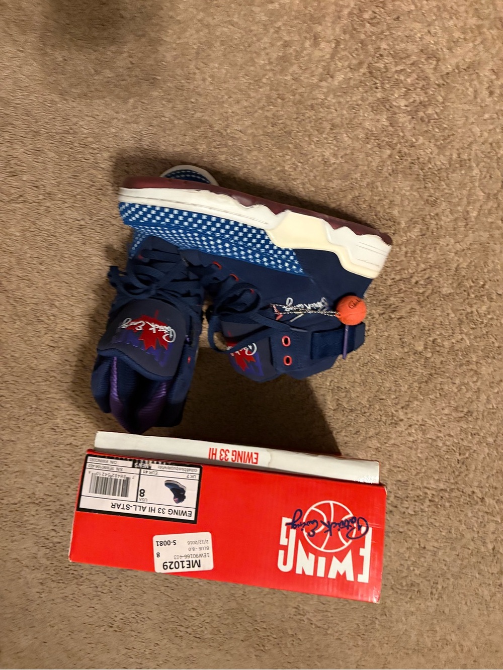 Patrick Ewing Men's Navy and Purple High-Top Athletic Sneakers - Picture 7 of 8